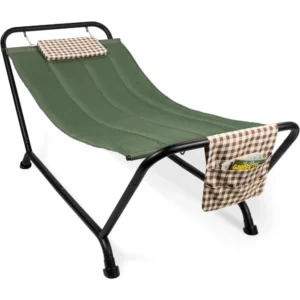 Double Steel Frame Hammock with Weather-Resistant Polyester - 500 lbs Capacity for Patio & Backyard