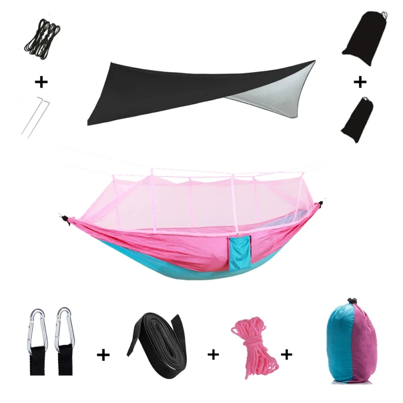 Two-Person Camping Hammock with Mosquito Net and Rain Cover - 440 lbs Capacity for Outdoor Adventures - Image 20