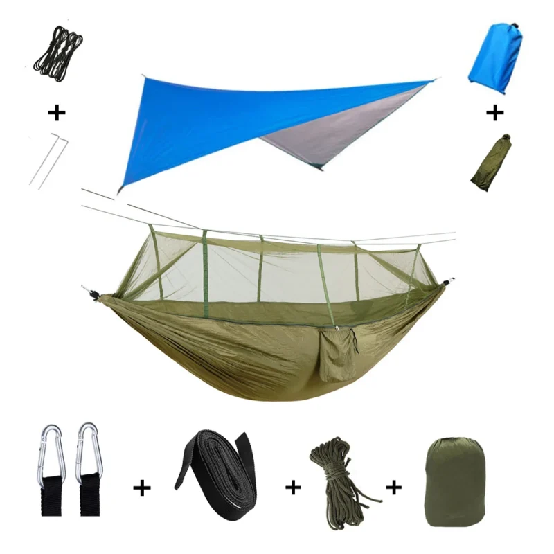 Two-Person Camping Hammock with Mosquito Net and Rain Cover - 440 lbs Capacity for Outdoor Adventures - Image 15