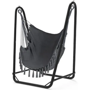 U-Shaped Hammock Chair with Metal Stand - 350 lbs Capacity for Indoor & Outdoor Relaxation