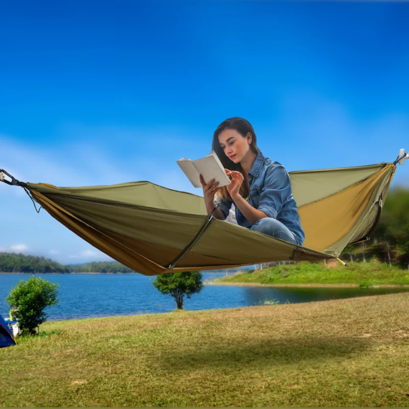 Portable Camping Hammock with Mosquito Net - 350 lbs Capacity for Outdoor Adventures - Image 4