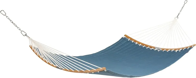 Double Quilted Polyester Hammock with Stand - 450 lbs Capacity for Backyard & Patio - Image 8
