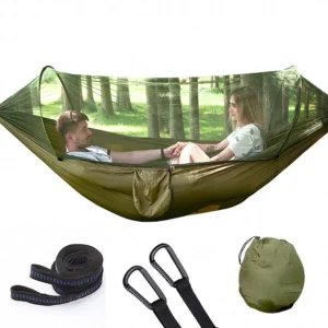 Portable Camping Hammock with Mosquito Net - Single-Person Capacity for Outdoor Adventure