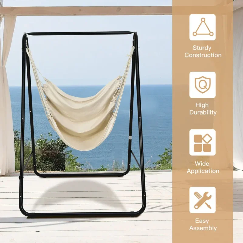 Hanging Padded Swing Chair with Heavy Duty Steel Stand - 350 lbs Capacity for Indoor & Outdoor - Image 5