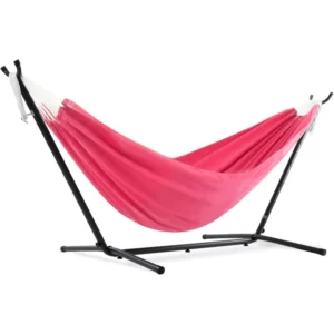 Double Polyester Hammock with Steel Stand - 450 lb Capacity for Indoor & Outdoor Relaxation