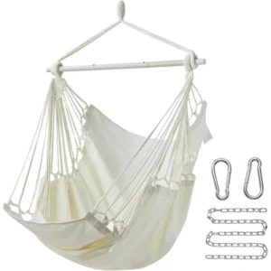 Hanging Hammock Chair Swing with Footrest - 500 lbs Capacity for Indoor & Outdoor Use