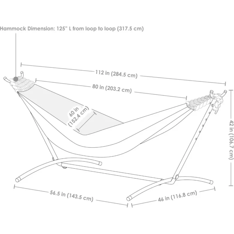 Double Cotton Hammock with Space-Saving Stand - 400 lbs Capacity for Patio & Backyard - Image 3
