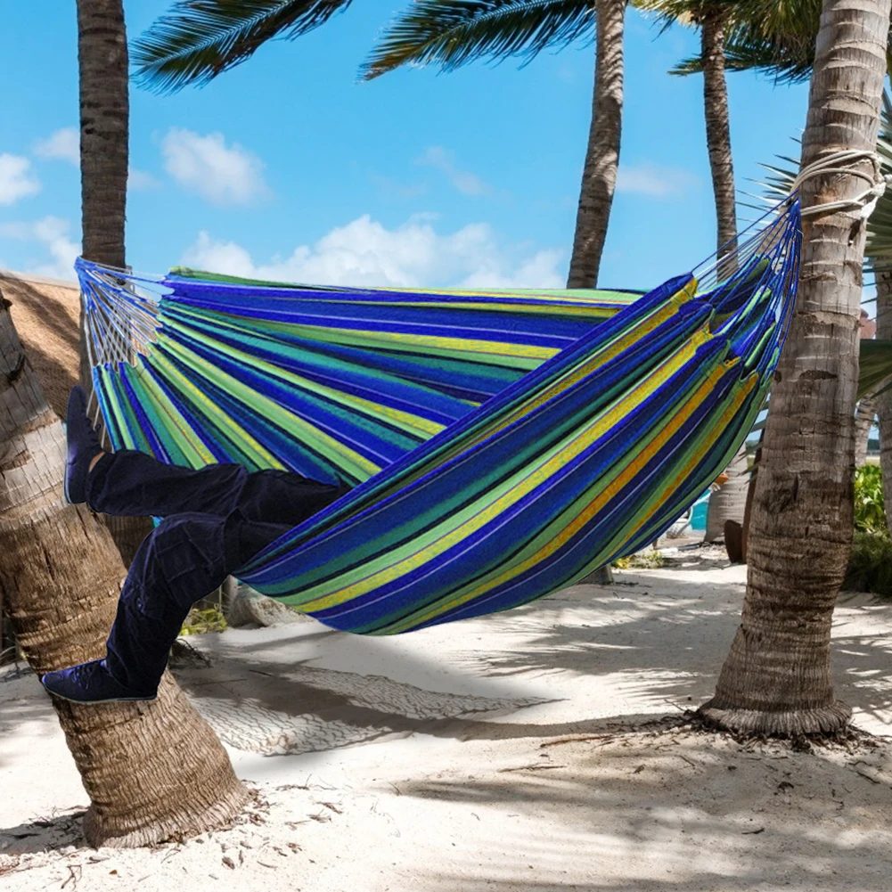Double fabric hammock with ergonomic deep seat design providing full body support
