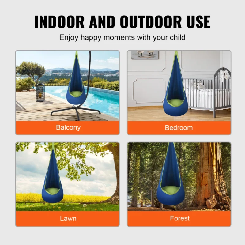 Kids Pod Swing Chair with LED Lights - 120 lbs Capacity for Indoor & Outdoor - Image 6