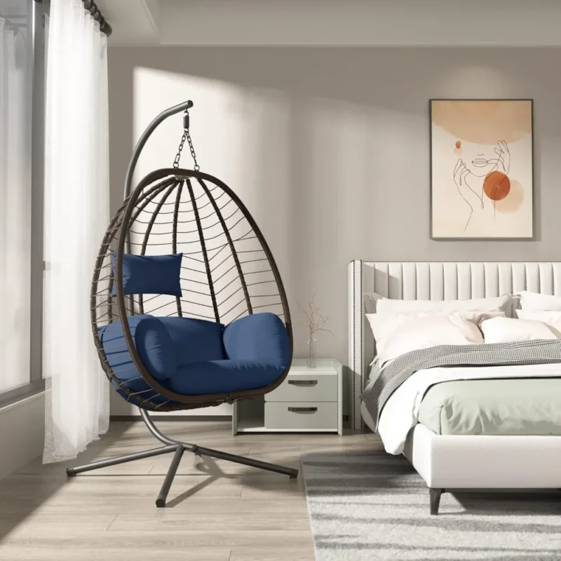 Hanging Egg Chair with Cushions and Stand - 350 lbs Capacity for Indoor & Outdoor - Image 2