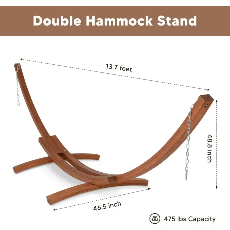 14 ft Larch Wood Arc Hammock Stand with Chains - 475 lbs Capacity for Outdoor Relaxation - Image 6