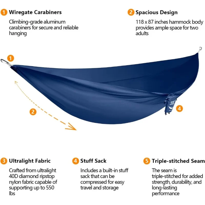 Portable Aluminum Hammock Set with Quick-Setup Stand - 550 lbs Capacity for Outdoor Relaxation - Image 2