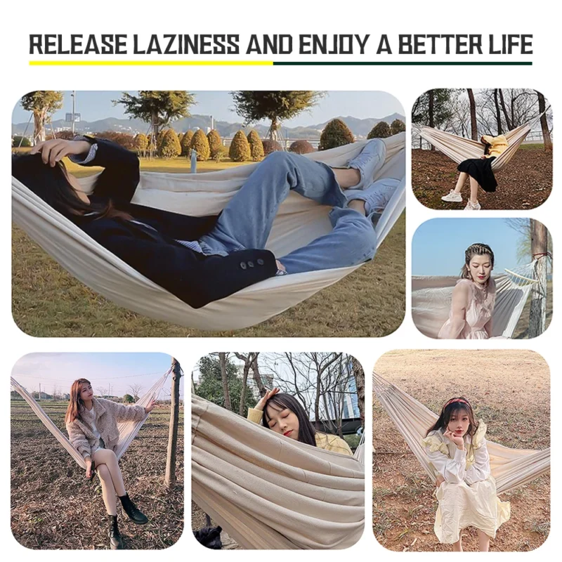Double Canvas Camping Hammock - 450 lbs Capacity for Travel and Outdoor Lounging - Image 5