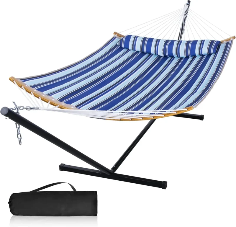 Double Hammock with Steel Stand - 450 lbs Capacity for Backyard & Patio - Image 2