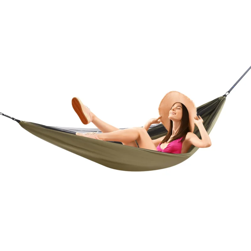 Portable Camping Hammock with Mosquito Net & Sunshade - Waterproof 2-in-1 Design for Outdoor Adventures - Image 3