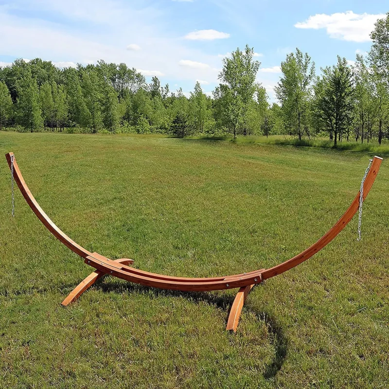 12-Foot Curved Wooden Hammock Stand - 400 lb Capacity for Outdoor Relaxation - Image 2