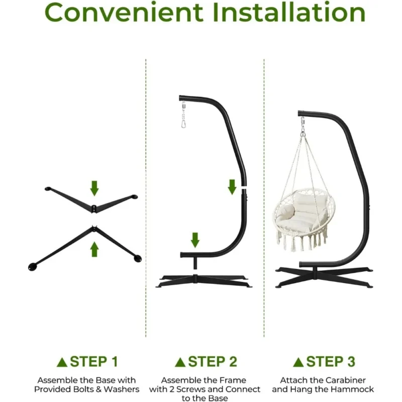 C-Stand Hammock Swing Stand with Spring Hook - 330 lbs Capacity for Indoor & Outdoor Use - Image 3