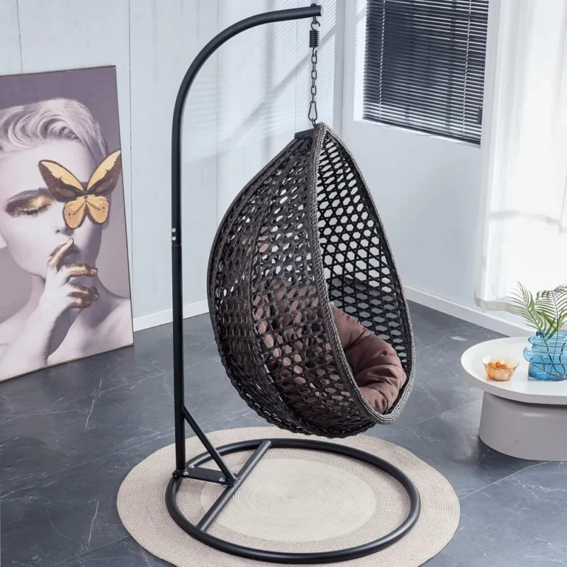 Hanging Egg Chair with Cushions - 350 lbs Capacity for Indoor & Outdoor Spaces - Image 5
