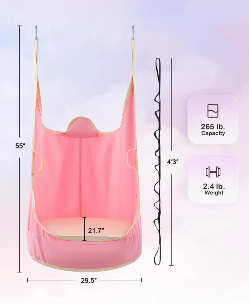 Kids Hanging Pod Swing Chair with Inflatable Cushion - 200 lbs Capacity for Indoor & Outdoor - Image 3