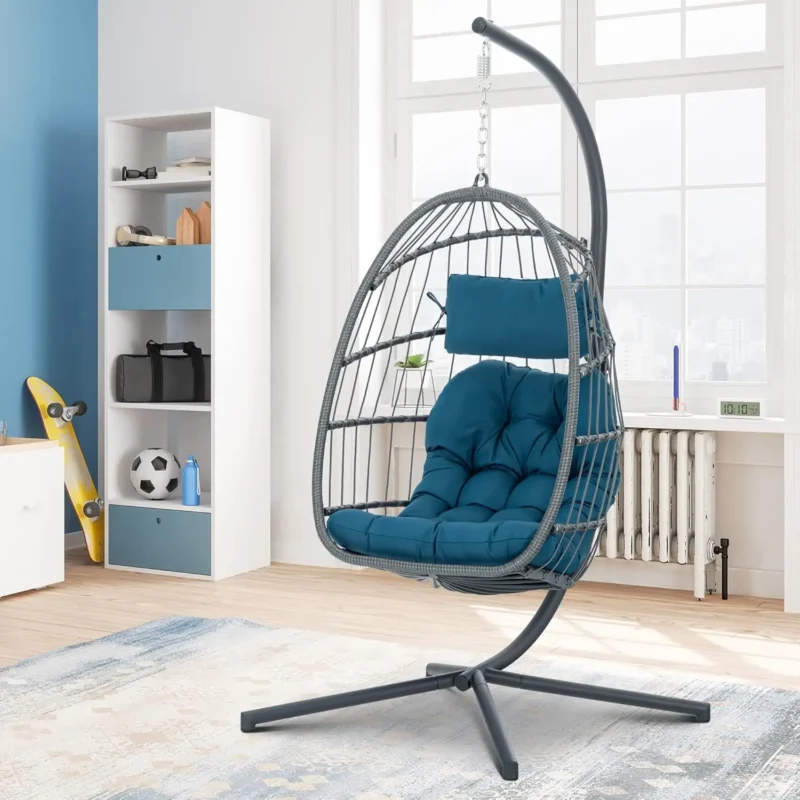 Hanging Egg Chair with Aluminum Frame - 370 lbs Capacity for Indoor & Outdoor Patio - Image 11