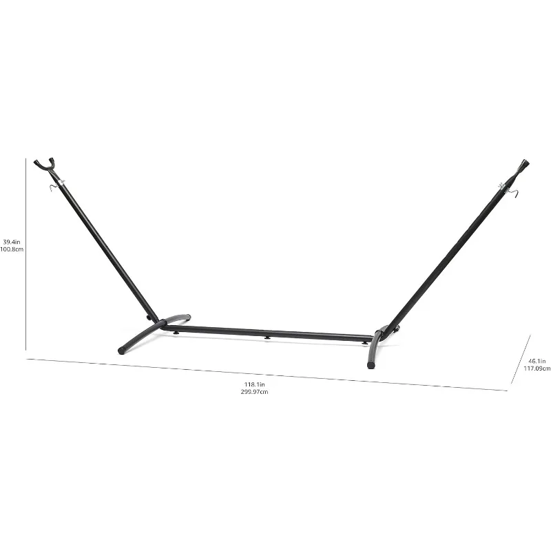 Double hammock with stand showing weight capacity