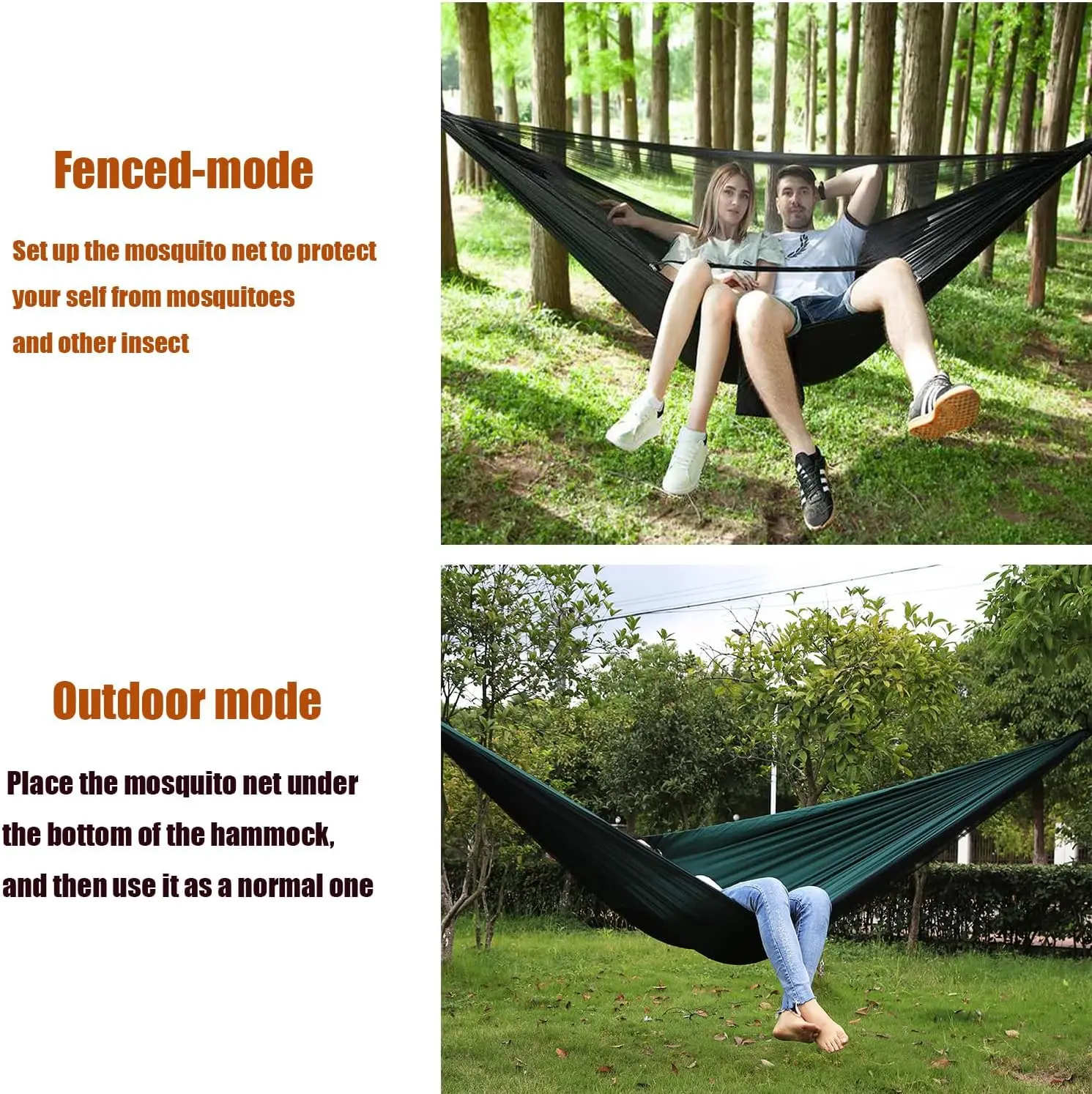 Portable camping hammock with mosquito net for outdoor adventures
