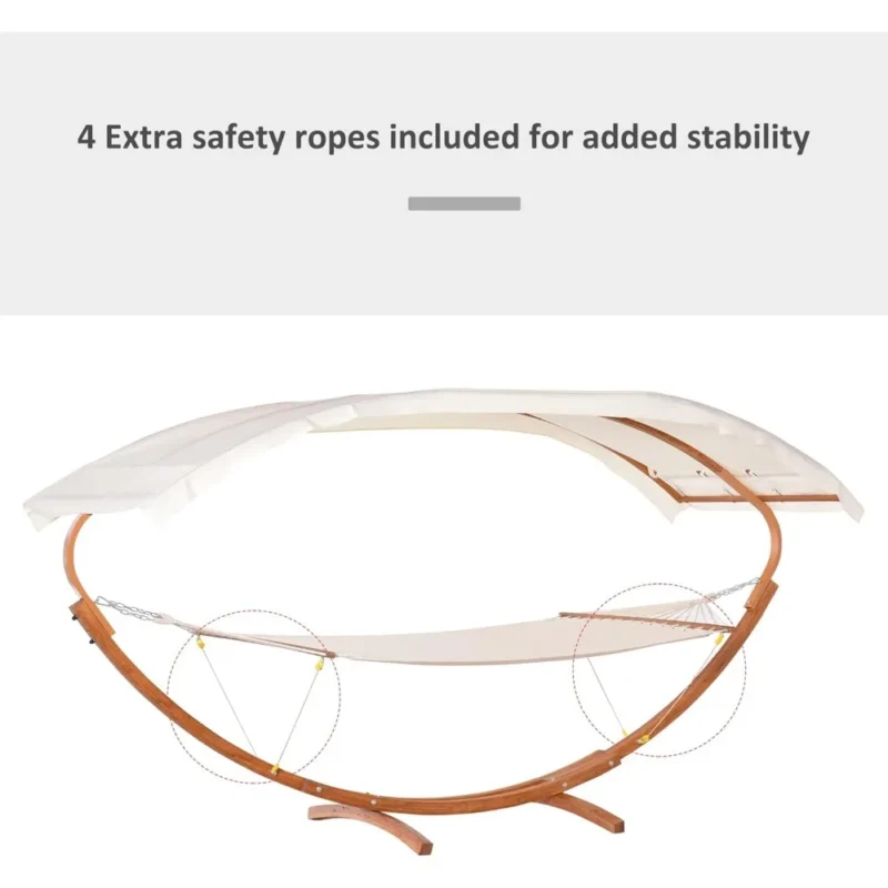 Double Wooden Hammock with Canopy - 396 lbs Capacity for Indoor & Outdoor Relaxation - Image 6