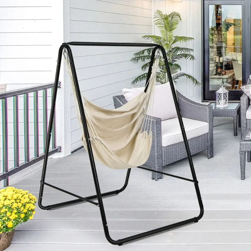 Hanging Padded Swing Chair with Heavy Duty Steel Stand - 350 lbs Capacity for Indoor & Outdoor - Image 6