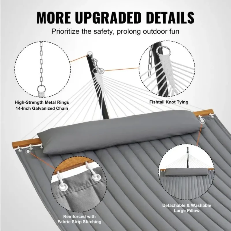 Double Fabric Hammock with Steel Stand - 480 lbs Capacity for Yard & Patio - Image 4