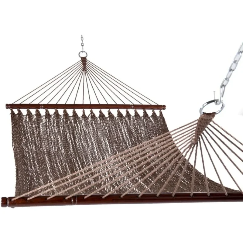 Double Caribbean Rope Hammock with Spreader Bars - 450 lbs Capacity for Patio & Backyard - Image 5