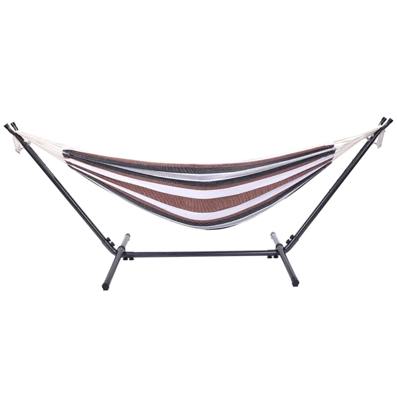 Double Polyester Hammock with Steel Stand - 450 lbs Capacity for Backyard & Patio - Image 2