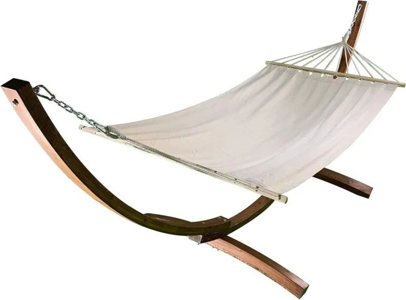 Single Wood Arc Hammock Set with Quilted Bed - 300 lb Capacity for Patio & Garden - Image 3