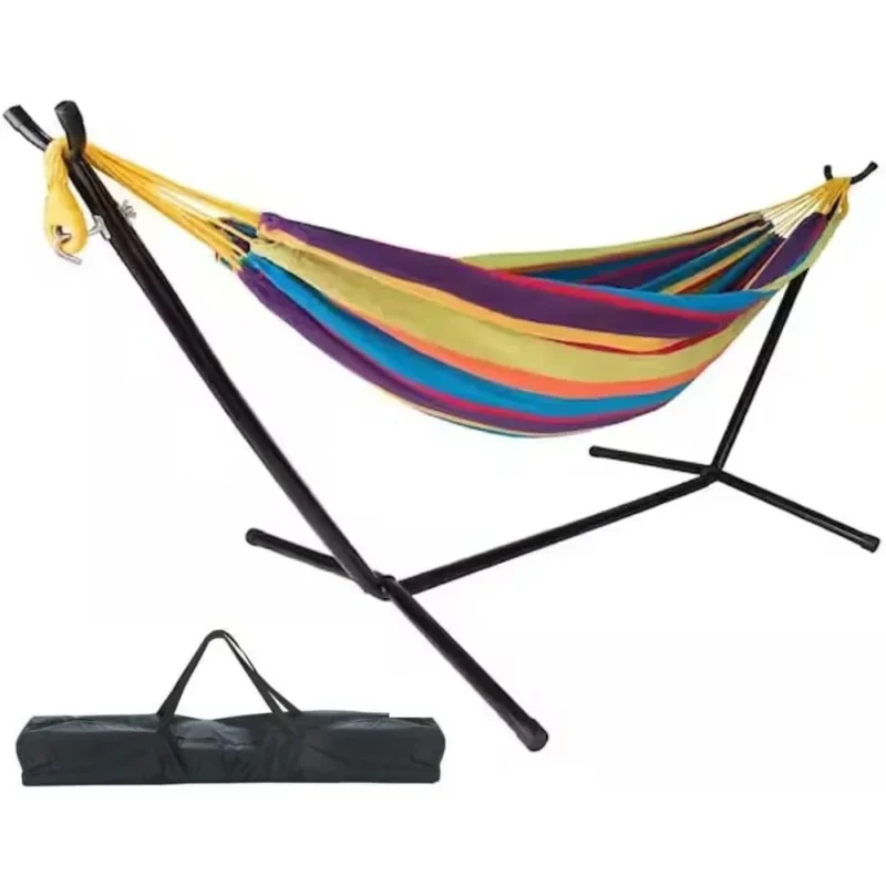Double Fabric Hammock with Steel Stand - 250 lbs Capacity for Backyard & Patio - Image 2