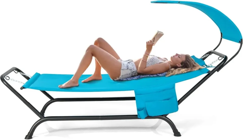Adjustable Canopy Hammock with Stand - 350 lbs Capacity for Outdoor Relaxation - Image 8