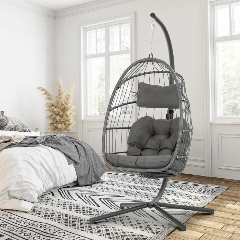 Hanging Egg Chair with Aluminum Frame - 370 lbs Capacity for Indoor & Outdoor Patio - Image 9
