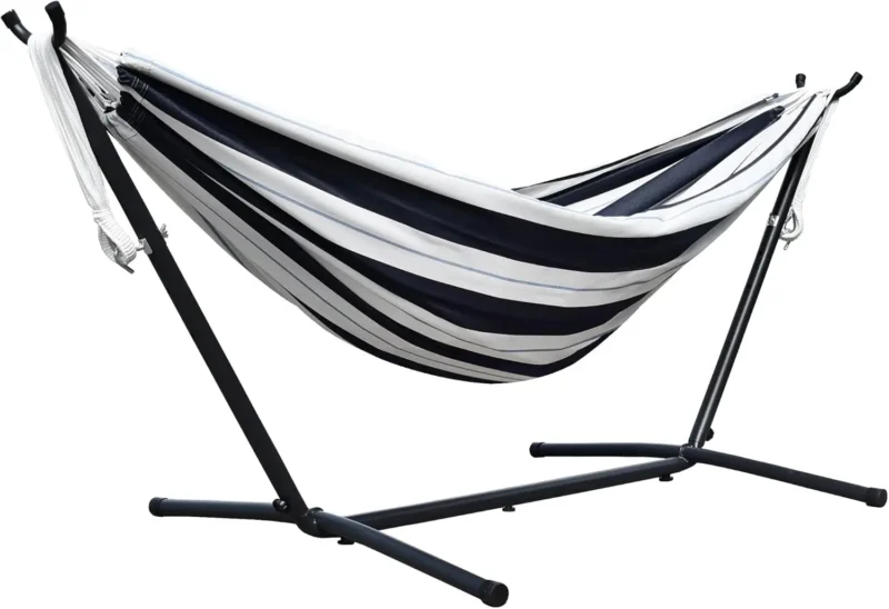 Double Sunbrella Fabric Hammock with Space-Saving Steel Stand - 450 lbs Capacity for Patio & Backyard - Image 10