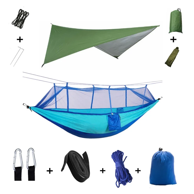 Two-Person Camping Hammock with Mosquito Net and Rain Cover - 440 lbs Capacity for Outdoor Adventures - Image 11