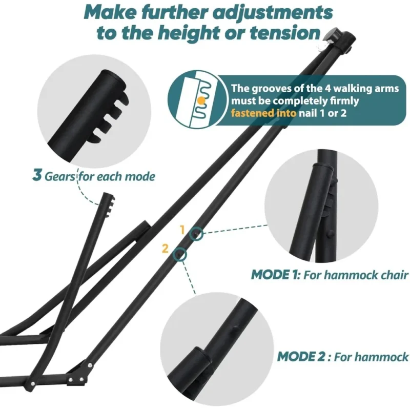 Portable 2-in-1 Convertible Hammock with Steel Stand - 440 lbs Capacity for Indoor & Outdoor - Image 5
