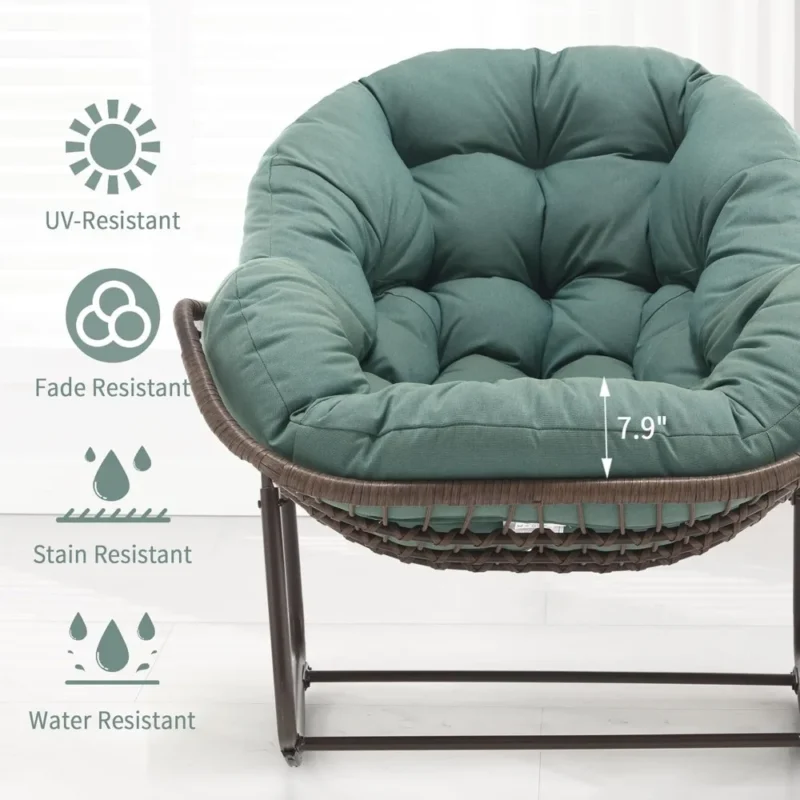 Oversized Egg Papasan Rocking Chair with Cushion - 350 lbs Capacity for Indoor & Outdoor - Image 5
