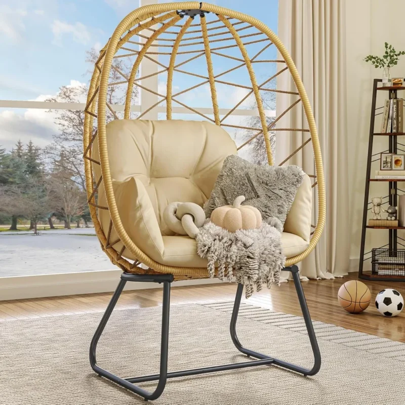 Hanging Egg Chair with Cushion and Stand - 330 lbs Capacity for Indoor & Outdoor - Image 5