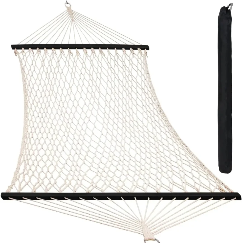 Double Quilted Fabric Hammock with Spreader Bars & Pillow - 450 lbs Capacity for Backyard & Patio - Image 11