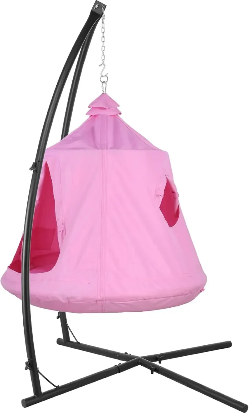 X-Shaped Hanging Egg Chair with Canopy Stand - 330 lbs Capacity for Indoor & Outdoor - Image 10