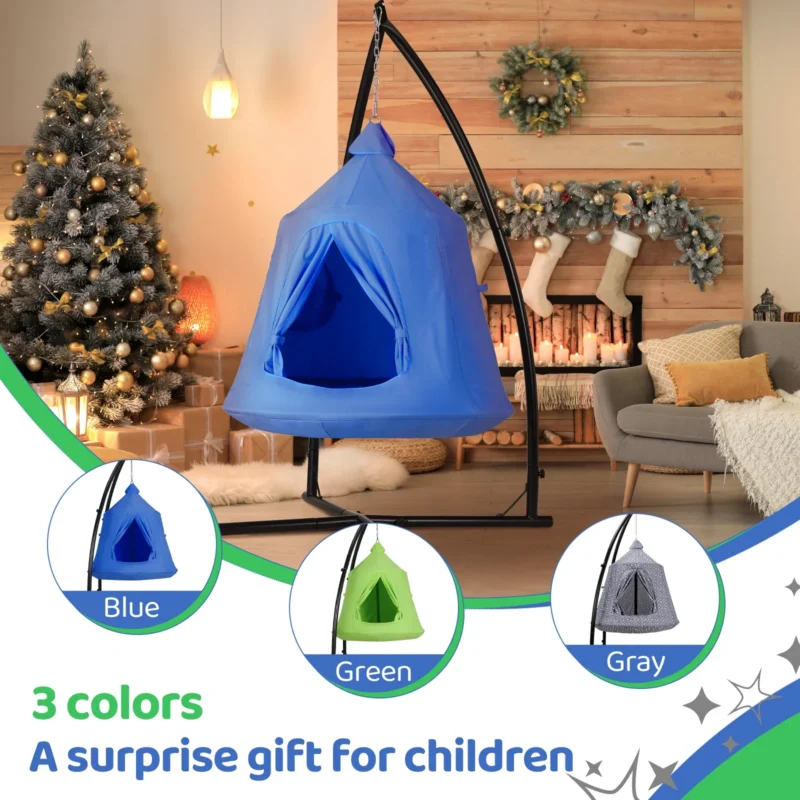 Children's Hanging Hammock Chair with X-Stand - For Indoor & Outdoor Play - Image 2