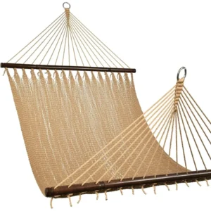 Double Caribbean Rope Hammock with Spreader Bars - 450 lbs Capacity for Patio & Backyard