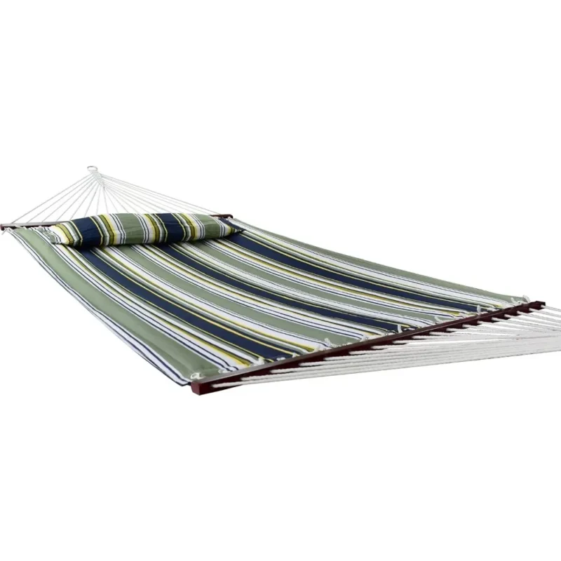 Double Fabric Hammock with Spreader Bars & Stand - 450 lbs Capacity for Backyard Relaxation - Image 4