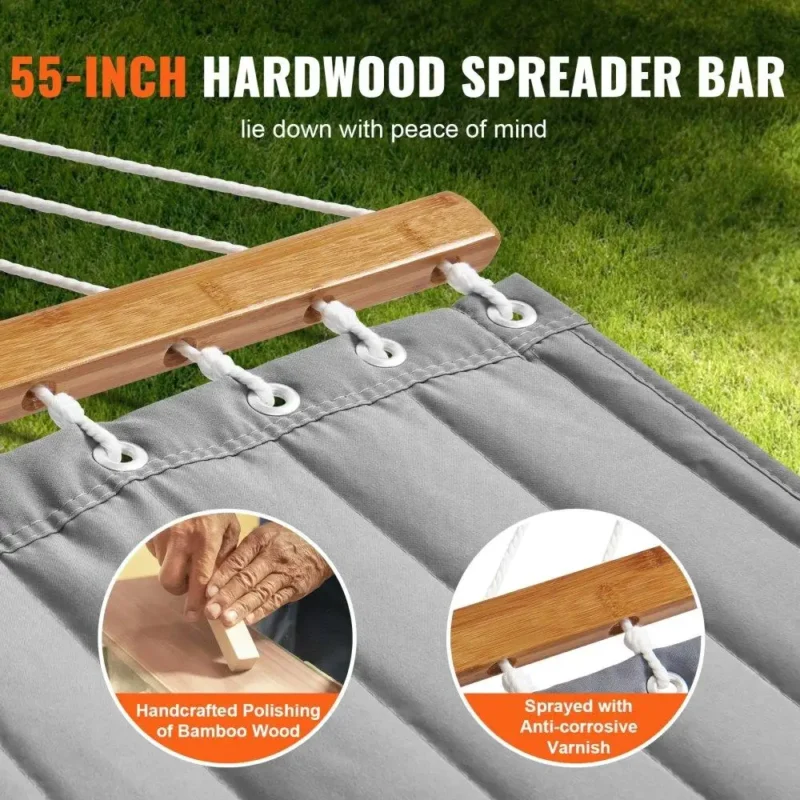 Double Fabric Hammock with Steel Stand - 480 lbs Capacity for Yard & Patio - Image 3
