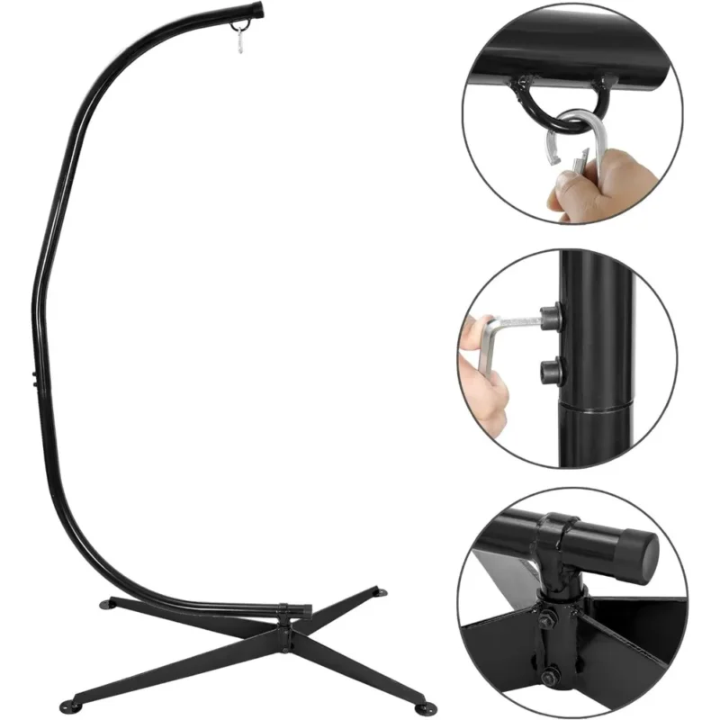 Heavy Duty Metal Hammock Chair C-Stand - 330 lbs Capacity for Indoor & Outdoor Use - Image 5