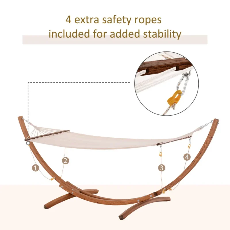10ft Wooden Arc Hammock with Stand - 300 lbs Capacity for Backyard & Patio - Image 5