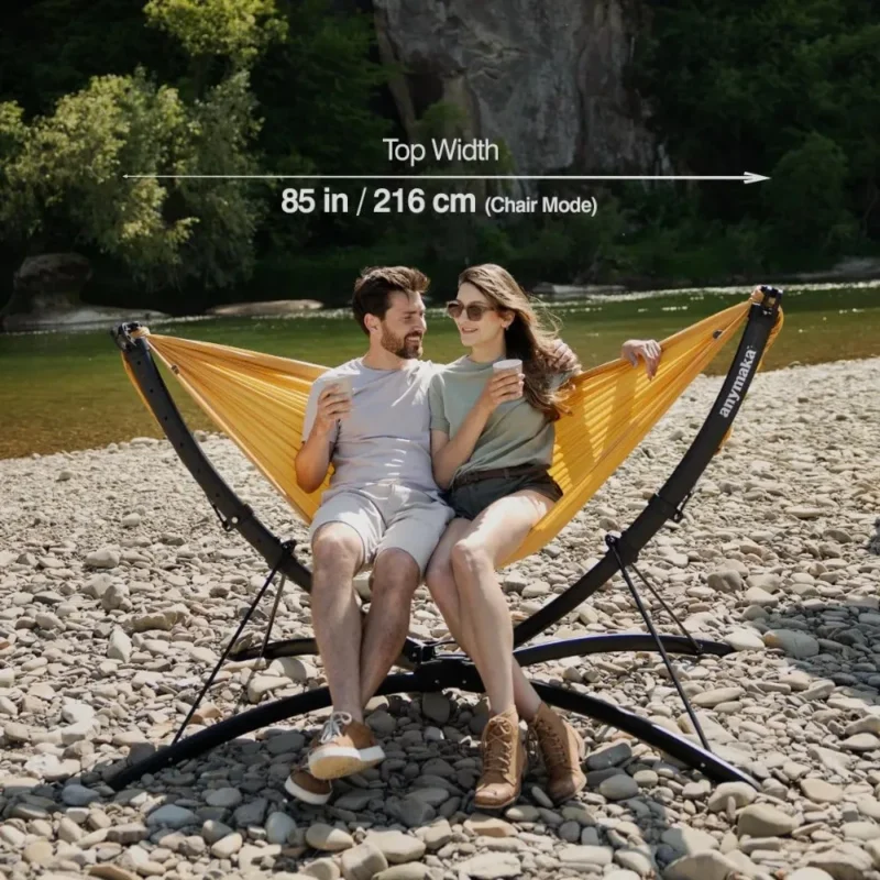 Portable Aluminum Hammock Set with Quick-Setup Stand - 550 lbs Capacity for Outdoor Relaxation - Image 4