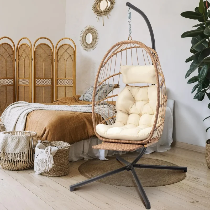 Hanging Egg Chair with Aluminum Frame - 370 lbs Capacity for Indoor & Outdoor Patio - Image 10